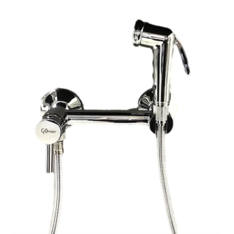 Mitigeur thermostatique chromé avec douchette chromée avec bouton-poussoir