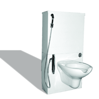Paroi aménagée cm 120 avec wc suspendu, mitigeur, et douchette