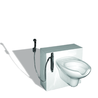Paroi aménagée cm 60 avec wc suspendu, mitigeur, et douchette