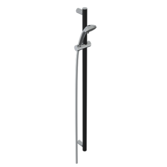 Barre de douche  avec support douchette verticale libre position compleète de douchette série mia inox cromo