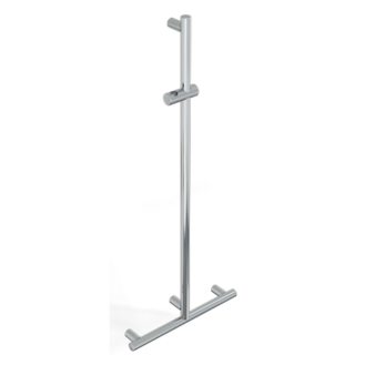 Barre de douche en t avec support douchette et verticale libre position série mia inox cromo