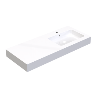Cm.120 lavabo bassin droite en politek avec trop-plein et supports