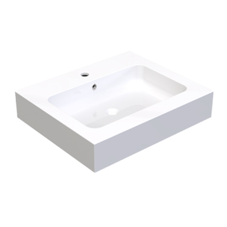 Cm.60 lavabo en politek avec trop-plein et supports