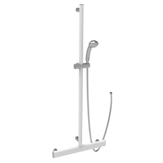 Poignée en t avec rail de douche, douche et flexible série shade cm.50x120 blanc mat/chrome