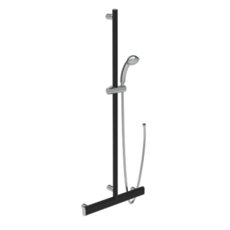 Poignée en t avec rail de douche, douche et flexible série shade cm.50x120 noir mat/chrome